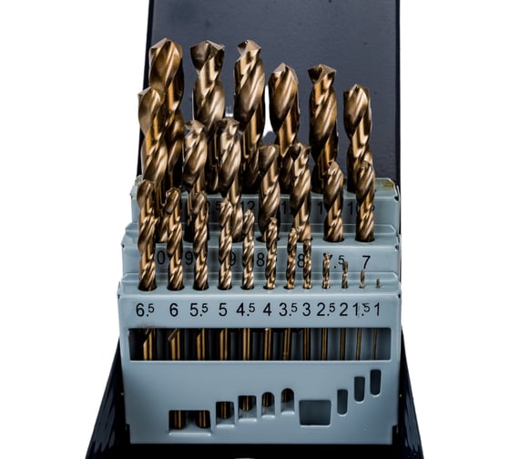 Изображение товара Набор спиральных сверл по металлу (25 шт, HSS Co, 1.0-13.0 мм) в металлическом кейсе Thorvik TDBS25K5 25 052899