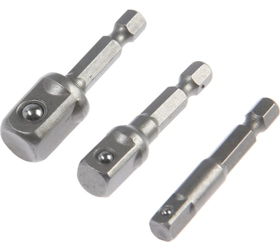 Изображение товара Набор адаптеров для торцевых головок короткие, 1/2, 3/8 и 1/4x50 мм, 3 шт ТУНДРА 7443393