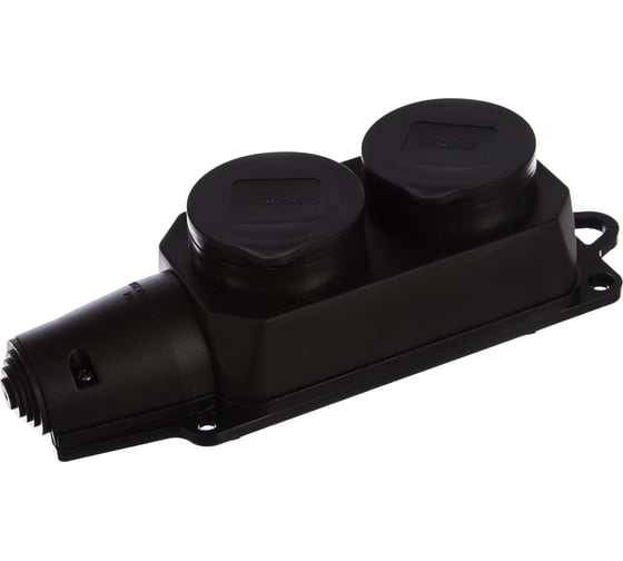 Изображение товара Розетка Smartbuy двухместная с защитными крышками каучуковая 230В, 2P+PE, 16A, IP44 SBE-16-2-00-R