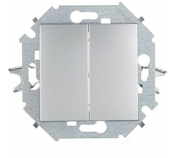 Изображение товара Двухклавишный проходной выключатель Simon 16А 250В, винтовой зажим, алюминий 1591397-033