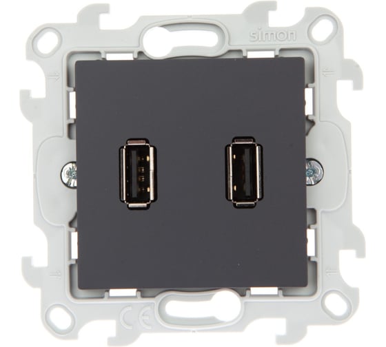 Изображение товара Коннектор Simon 2хUSB, графит 2411090-038