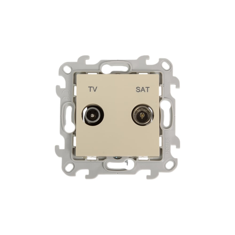 Изображение товара Розетка TV-SAT Simon оконечная - монтаж встраиваемый, 2 гнезда, IP20, бежевый
