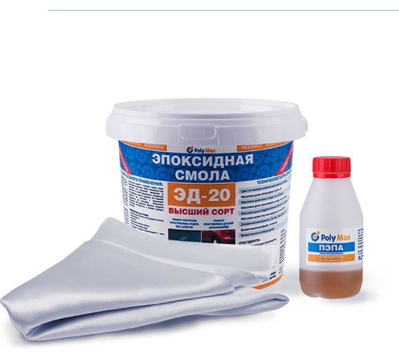 Изображение товара Эпоксидная смола Poly max ЭД20 500 г. + пэпа 50 г. + т-11 1 п.м. Р.М.5