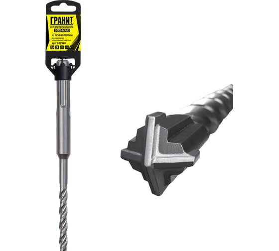 Изображение товара Бур Quadro-X (12x940/800 мм; SDS-max) ГРАНИТ 812940