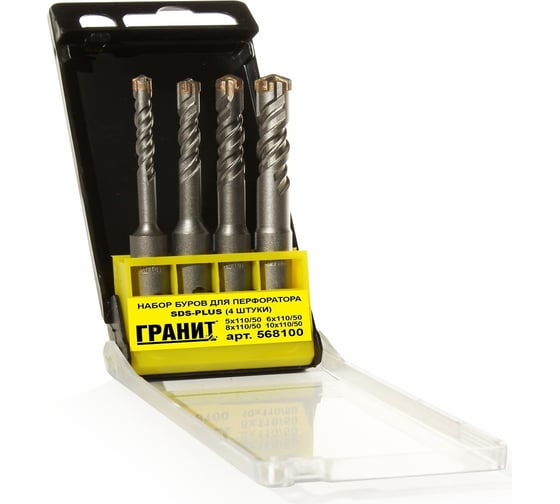 Изображение товара Набор буров Quadro-X (4 шт; 5х110/6х110/8х110/10х110 мм; SDS-PLUS) ГРАНИТ 568100