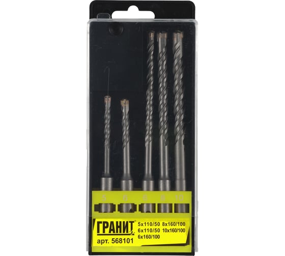 Изображение товара Набор буров Quadro-X (5 шт; 5х110/6х110/6х160/8х160/10х160 мм; SDS-PLUS) ГРАНИТ 568101