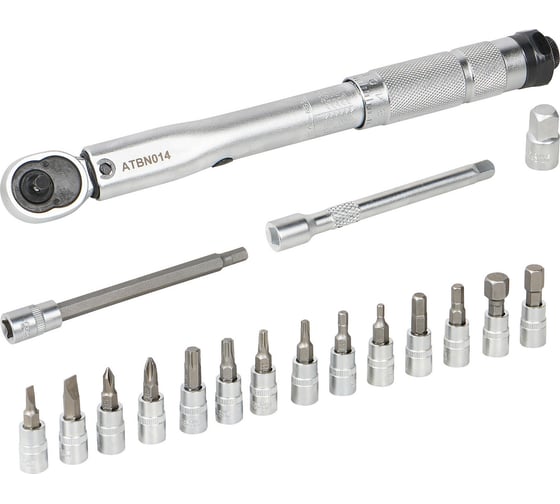 Изображение товара Ключ Airline динамометрический 1/4" 5-25Нм в кейсе,набор 17пр (удл100мм,биты,дер.для бит,адп3/8") ATBN014