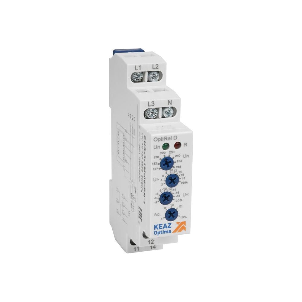Реле контроля фаз КЭАЗ OptiRel D PHS-3-1M-06-PP-1 повышенного/пониженного настр асимметрии 3Ф 1СО 331991