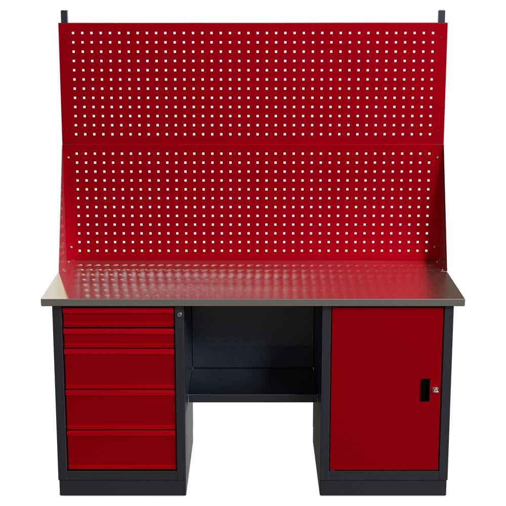 Изображение товара Слесарный двухтумбовый верстак IRONMEBEL wk-5/wk-0 1600 с полкой и экраном