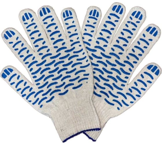 Изображение товара Трикотажные перчатки ПРОМПЕРЧАТКИ с ПВХ "волна", 6 нитей, 10 класс, белые, 100 пар в упаковке ПП-27610/100