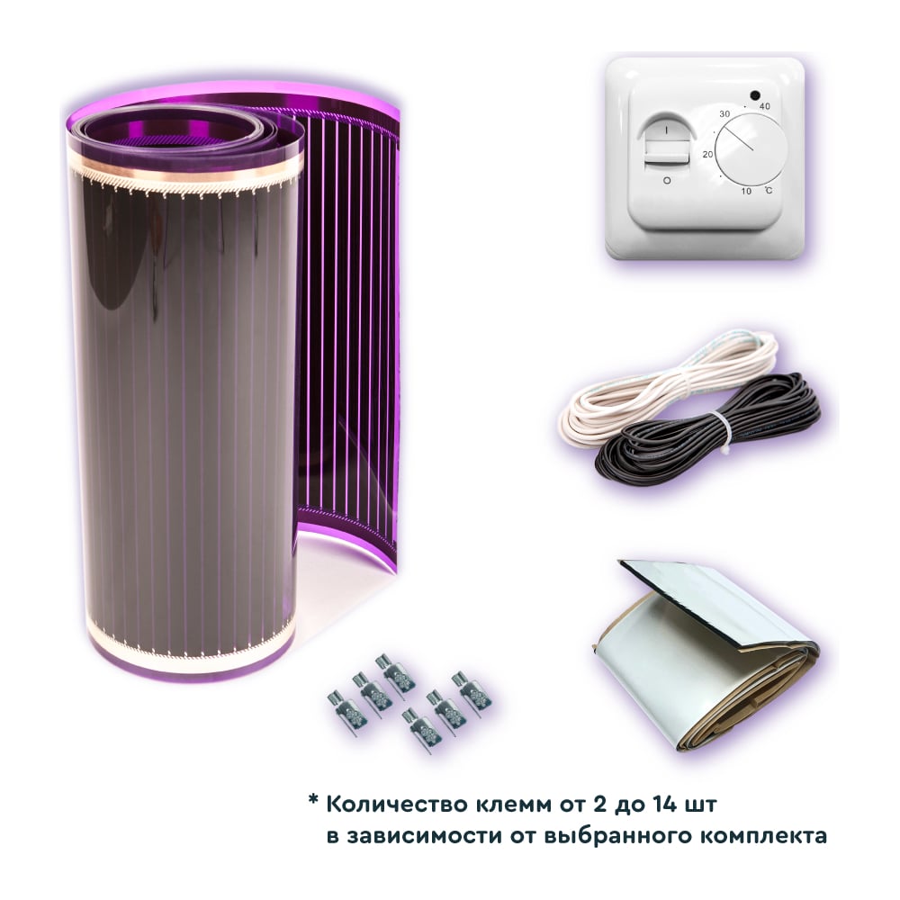 Изображение товара Комплект теплого пола VIOLET FLOOR 130 3,5 кв.м, шир. 0,5 м, с механическим терморегулятором VLT1000197