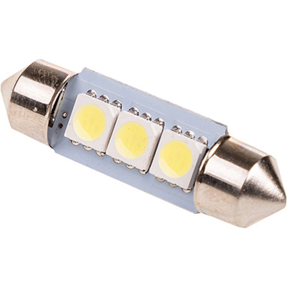 фото Автолампа диод skyway t11*c5w* 12v 3 smd блистер с цоколем 1-конт белая cалон,номер s08201351