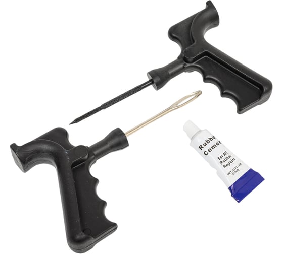 Изображение товара Набор инструментов для ремонта шин Partner 8 предметов, шило,протяжка "мелкая спираль", жгут 5 шт, клей, в блистере PA-STK-28(6514)