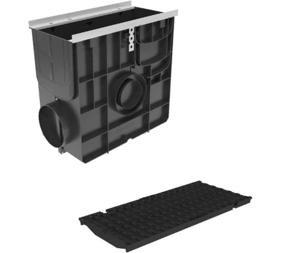 Изображение товара Усиленный пластиковый пескоуловитель с щелевой чугунной решеткой Gidrolica кл. d400 082850209D