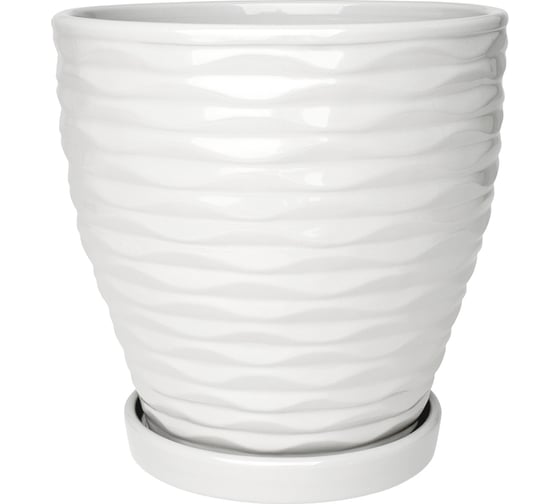 Изображение товара Горшок для цветов с поддоном Вещицы керамический, 2.5 л, белый Fdtc4