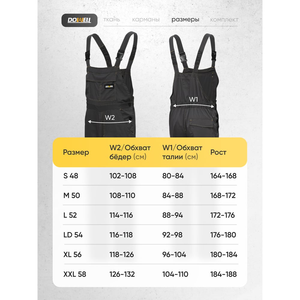 Изображение товара Полукомбинезон DOWELL basic, ld D81430-LD черно-серый, желтый