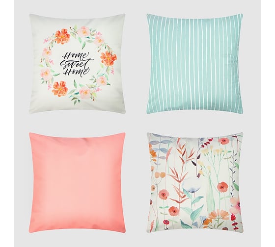 Изображение товара Чехол на подушку Этель Flowers, 4 шт., 40x40 см, велюр 9788798