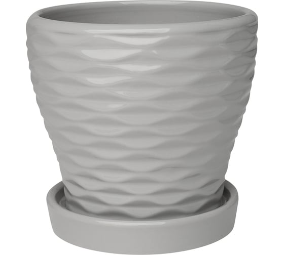 Изображение товара Горшок для цветов с поддоном Вещицы керамический, 0.55 л, серый Fdtc3