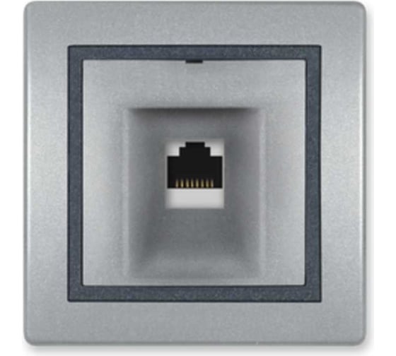Изображение товара Компьютерная розетка с Keystone модулем Aling-conel PRESTIGE RJ45 кат.6А UTP серебро-графит-серебро арт. 616.S2S