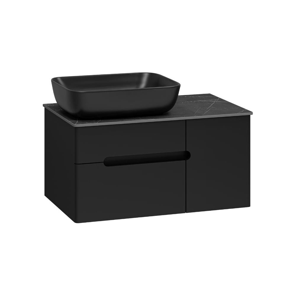 Комплект мебели для ванной Misty Роял 80 черный, раковина, столешница УТ000014975