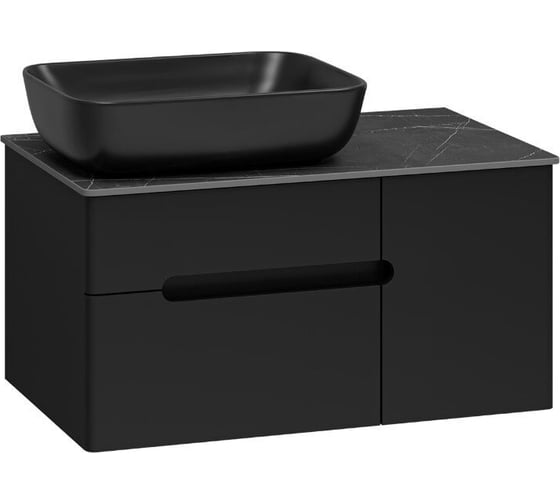 Изображение товара Комплект мебели для ванной Misty Роял 80 черный, раковина, столешница УТ000014975