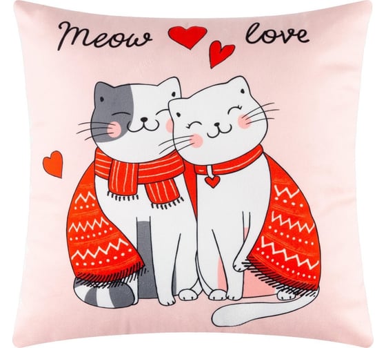 Изображение товара Подушка Этель Meow love, 40x40 см, велюр, 100% п/э 5309885
