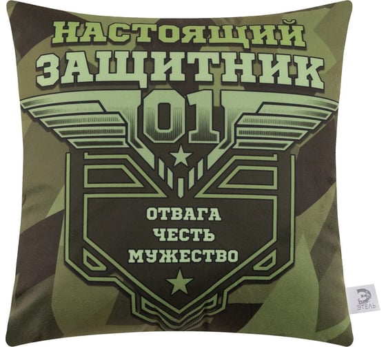 Изображение товара Декоративная подушка Этель "Настоящий защитник" 40x40 см, велюр, 100% п/э 5447016