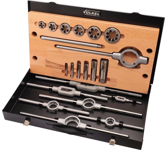 Изображение товара Набор метчиков и плашек VOELKEL NPT 1/8-1.0 HSS-G 20пр V48025