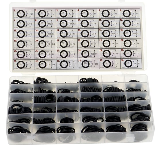 Изображение товара Набор резиновых колец Сантехкреп сантехник №41 в органайзере (620 колец от 9 до 18 мм 36 видов) 2.7.22