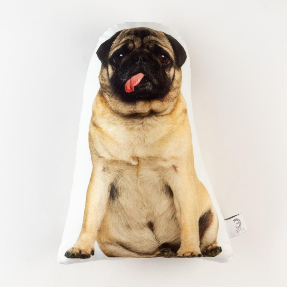 Изображение товара Декоративная подушка Этель Мопс 29x40 см велюр с принтом собаки