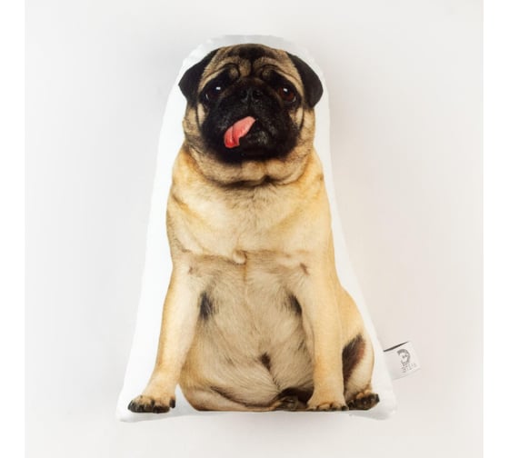 Изображение товара Декоративная подушка Этель "Мопс" 29x40 см, велюр, 100% п/э 6030068
