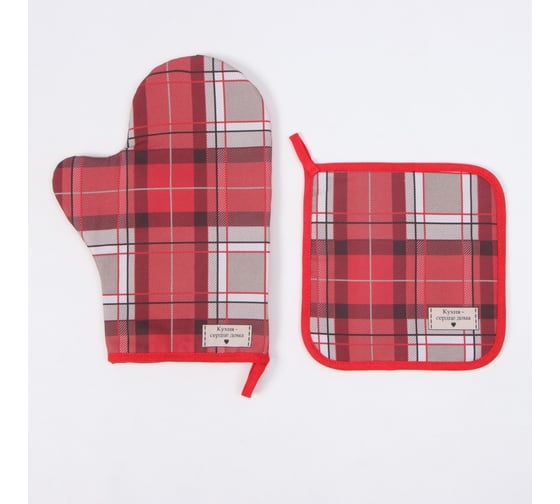 Изображение товара Кухонный набор Этель Уютное Рождество прихватка 19x19 см, варежка-прихватка 20x28 см, 100% хлопок 9618527
