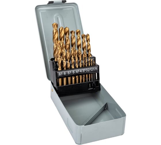 Изображение товара Набор сверл по металлу (19 пр, 1-10 мм, HSS-TITAN) металлический кейс STHOR 22330