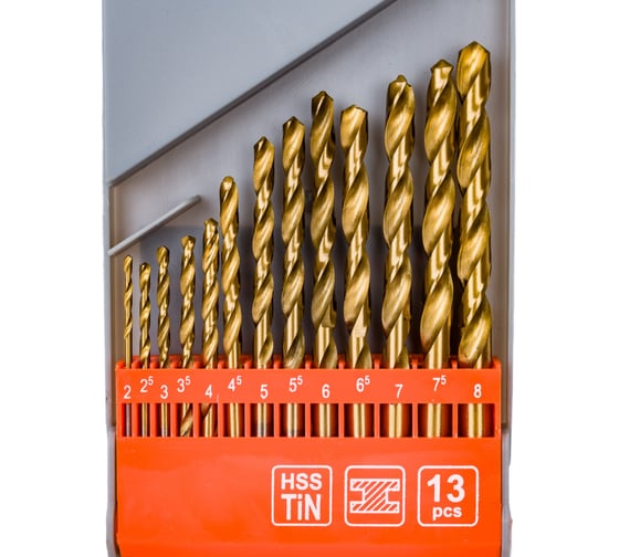 Изображение товара Набор сверл по металлу (13 пр, 2-8 мм, HSS-TITAN) пластиковая кассета STHOR 22310