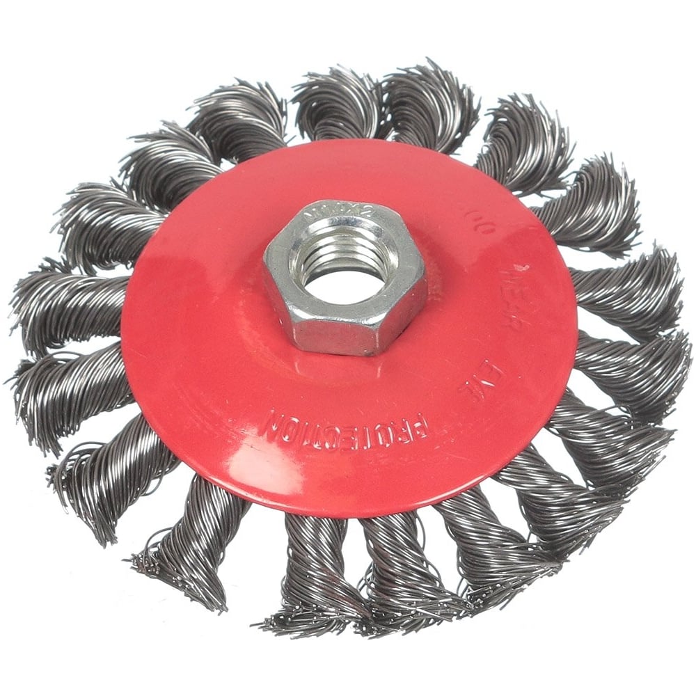 Изображение товара Щетка для ушм 100 мм, тарелка, крученая проволока, гайка М14 BARTEX 265888