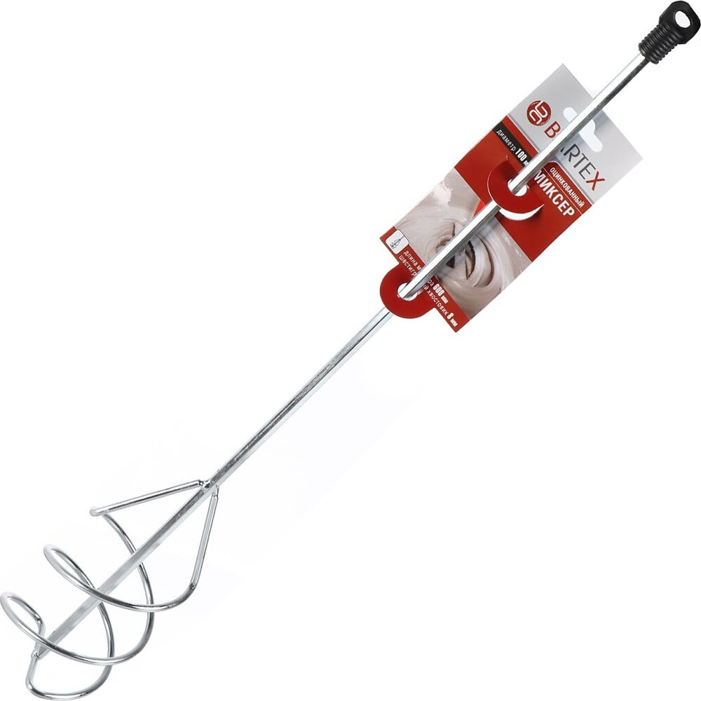 Изображение товара Насадка-миксер для красок и строительных смесей 100x600 мм, круглые лопасти, оцинкованная BARTEX 16