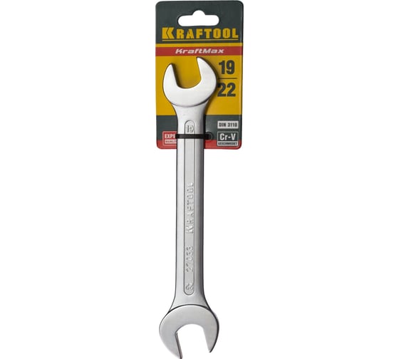 Изображение товара Гаечный рожковый ключ Kraftool Expert Cr-V сталь хромированный 19x22 мм 27033-19-22