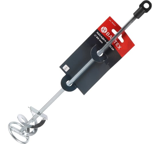 Изображение товара Насадка-миксер для красок и строительных смесей 60x400x8 мм, плоские лопасти, цинк BARTEX 161013