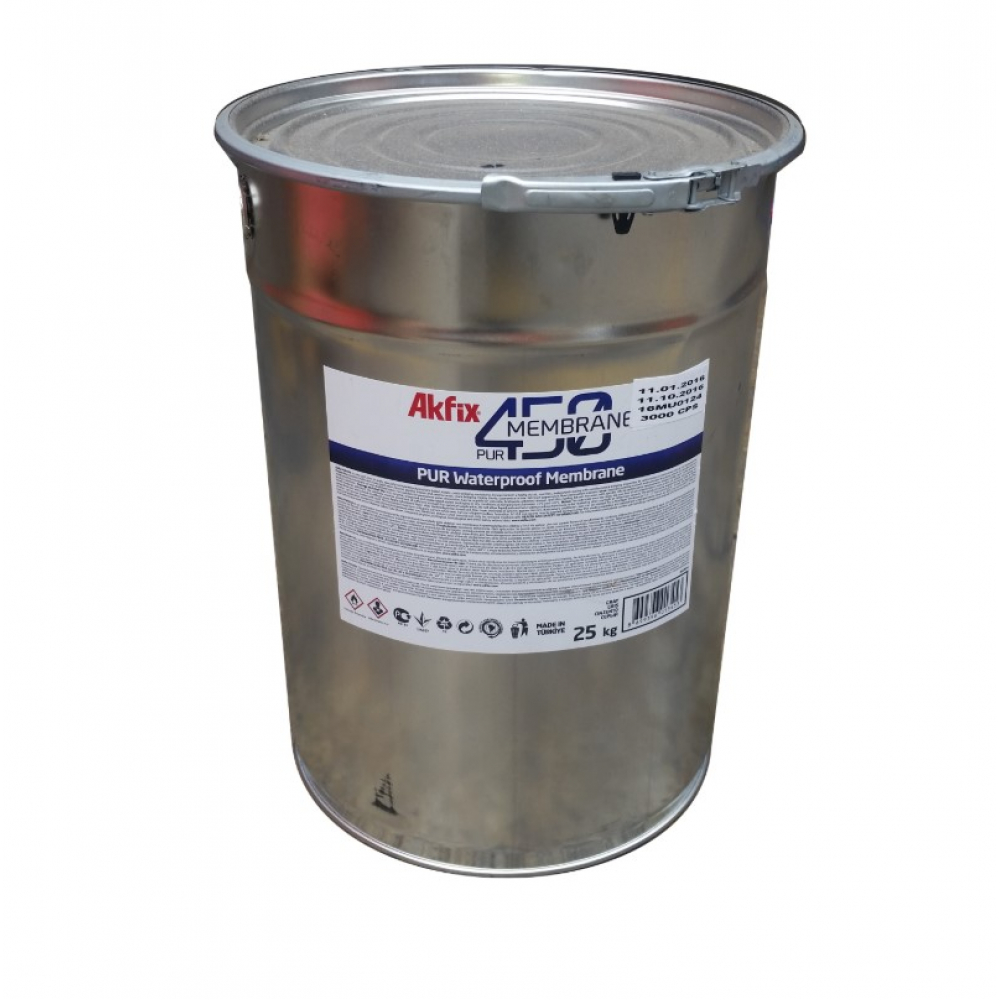 фото Полиуретановая гидроизоляционная мастика pur 450, серый, 25 кг akfix wmb452506