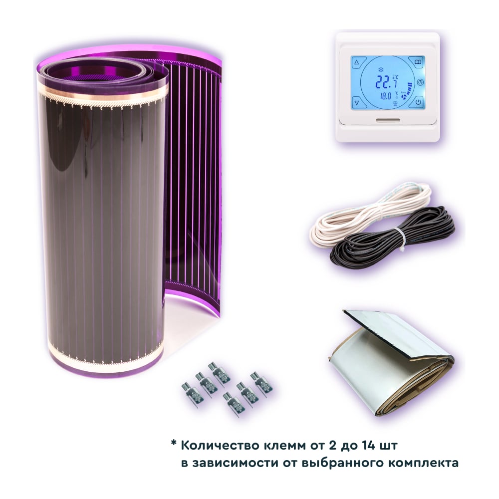 Изображение товара Комплект теплого пола VIOLET FLOOR 210 14 кв.м, шир. 1 м, с сенсорным терморегулятором VLT1000431