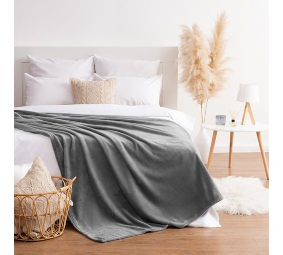 Изображение товара Плед Этель 200х220 см, серый, 100% п/э, корал-флис, 220 гр/м2 6894298
