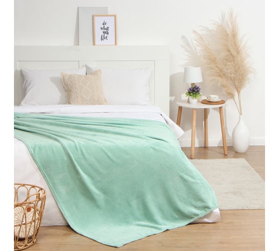 Изображение товара Плед Этель мятный, 200x220 см, 100% п/э, корал-флис 220 гр/м2 9849739