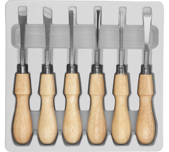 Изображение товара Стамески Зубр ЭКСПЕРТ фигурные профессиональные, 6шт 18373-H6