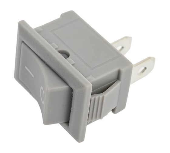 Изображение товара Клавишный выключатель 250В, 6А, (2с), вкл-выкл, серый, мини (RWB-201, SC-768), 10 шт. REXANT 36-2113