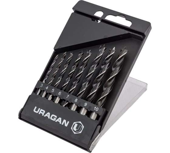 Изображение товара Набор сверл спиральных по дереву (8 шт; 3-10 мм) Uragan 29419-H8
