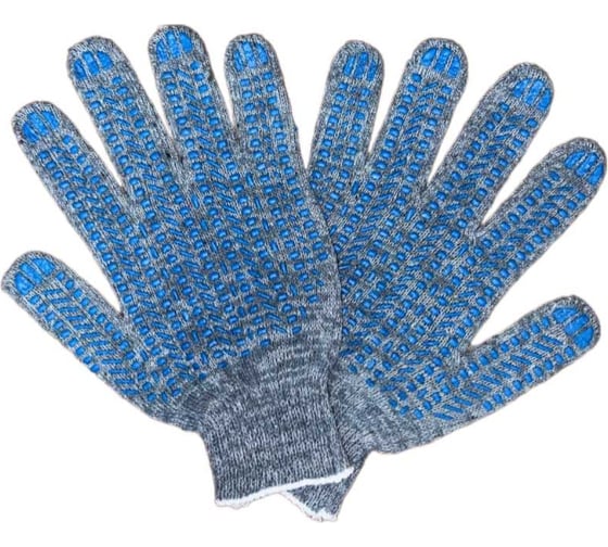 Изображение товара Трикотажные перчатки ПРОМПЕРЧАТКИ с ПВХ "протектор", 4 нити, 10 класс, серые, 100 пар в упаковке ПП-25435/100