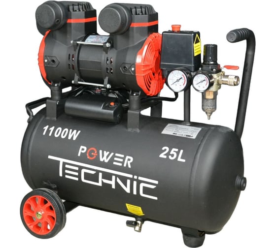 Изображение товара Поршневой малошумный безмасляный компрессор POWER TECHNIC с фильтром влагоотделителем ACL240/025