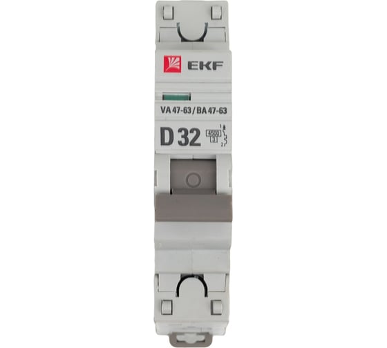 Изображение товара Автоматический выключатель EKF PROxima ВА 47-63, 1P, 32А, D, 4,5kA mcb4763-1-32D-pro