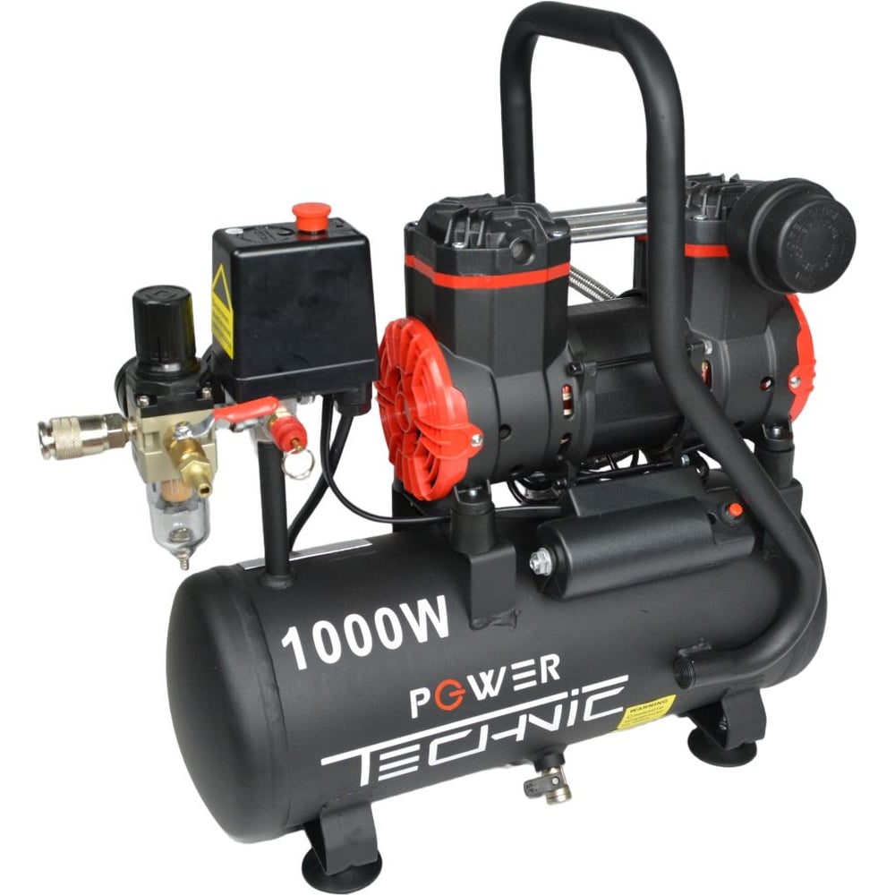 Изображение товара Поршневой малошумный безмасляный компрессор POWER TECHNIC с фильтром влагоотделителем ACL200/008