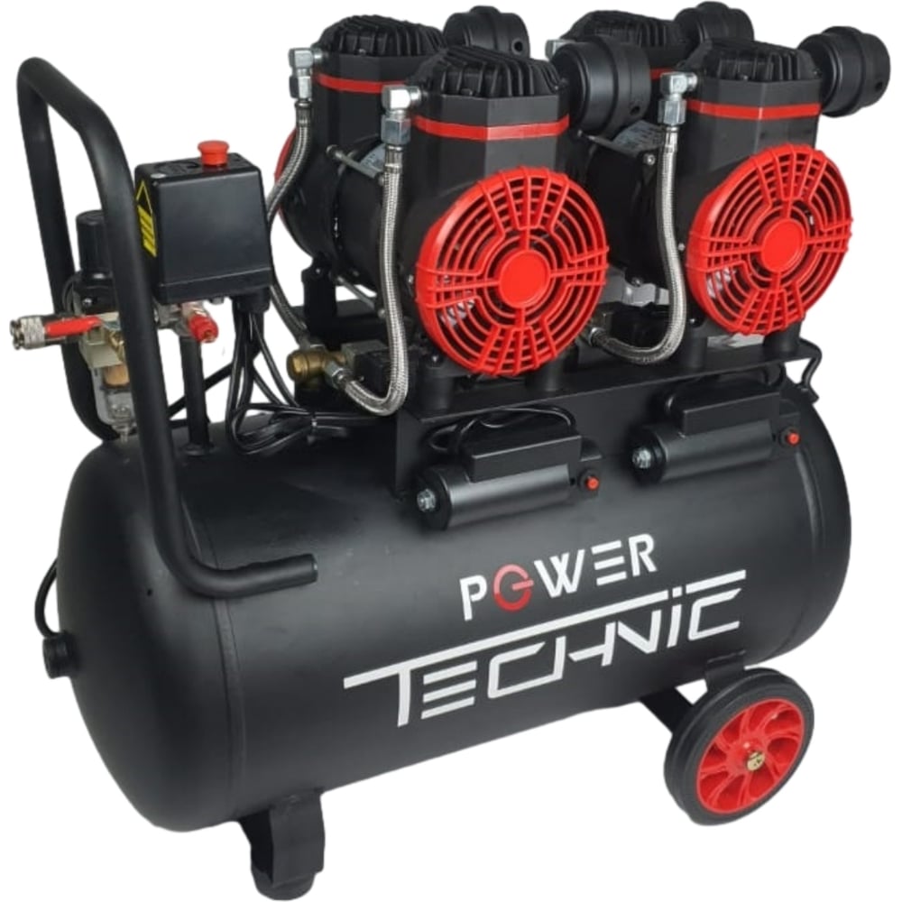 Изображение товара Поршневой малошумный безмасляный компрессор POWER TECHNIC с фильтром влагоотделителем ACL480/050